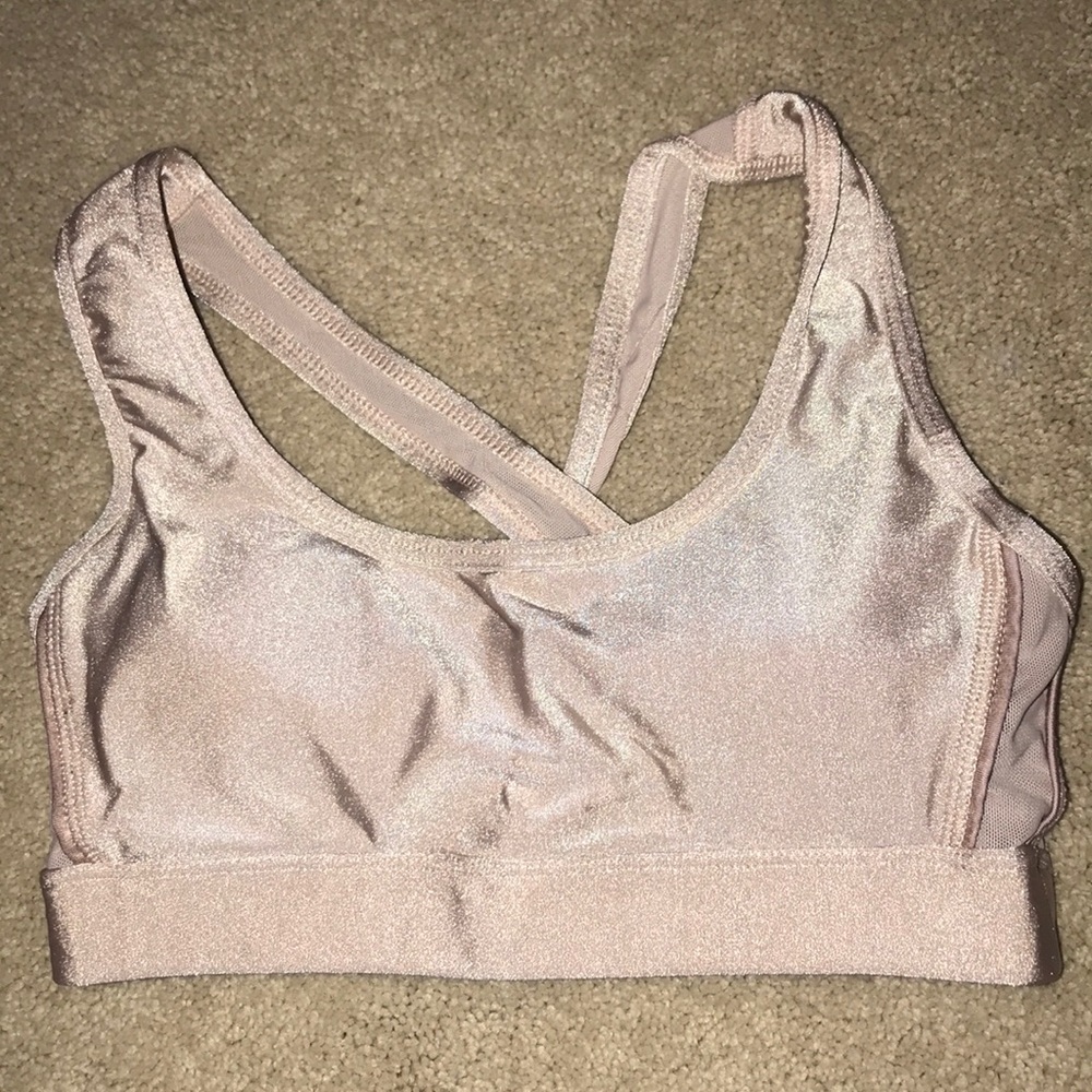 Sparkly pink crossback sports bra
